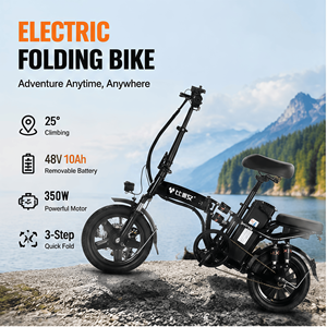 Vélo pliant électrique personnalisable avec batterie au lithium, cadre en acier à haute teneur en carbone, batterie dissimulée légère, pneus larges, 480Wh 350W - Product Image 1