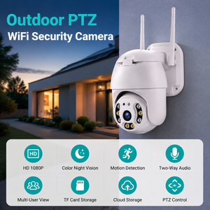 Caméra de sécurité dôme extérieure Wi-Fi 1080P avec capteur CMOS, vision nocturne, PTZ, étanche IP65, grand angle, audio bidirectionnel, contrôle par application A9 - Product Image 4