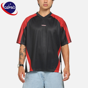 QZFSO Custom Multi-panel Mesh Patchwork Shirt Oversized Raglan Sleeve Blokecore Football Tee Men Motocross Racing Jersey - Product Image 2