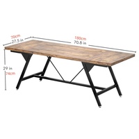 Ensemble de table à manger en bois de style farmhouse moderne industriel pour 4 à 6 personnes, pieds en métal robustes, finition brun rustique, utilisation hôtelière