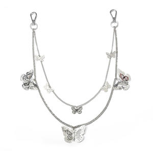 Cadena de cintura de doble capa con diseño de mariposa, plata tibetana, unisex, para uso diario, estilo hip hop retro. - Product Image 5