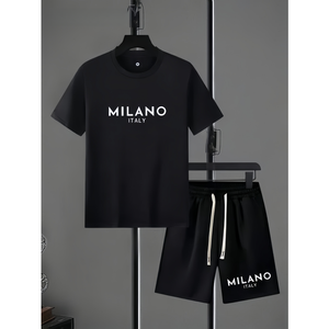 Customized logo Summer High-quality <b>Polyester</b> <b>Fiber</b> Men's Sportswear Top and Shorts - Product Image 1