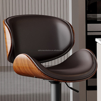 Tabourets de bar modernes en cuir PU courbé sur mesure pour îlot de cuisine, salle à manger, usage domestique - Tabourets de comptoir rembourrés pour hôtel et bureau