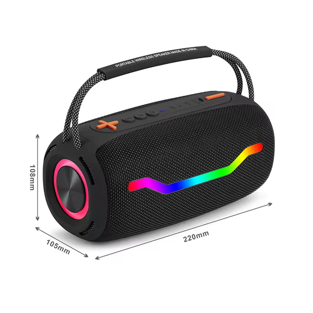 Portable Bluetooth Speaker With IP67 Waterproof for Outdoor Wireless Connection With LED Light and USB Charge Out
