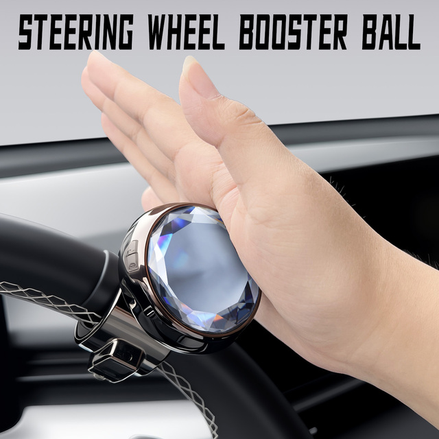 Crystal Diamond Steering Wheel Spinner Knob 360 Degree Rotation Metal Bearing Car Steering Booster Ball Universal Power Handle