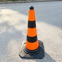 Cône de signalisation routière 500 mm en PVC et caoutchouc réfléchissant diamant, base noire, cône de sécurité routière