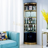 Meuble de salon en métal, armoire de rangement pour vin en acier inoxydable, meuble à vin avec étagères en verre, armoire réfrigérante pour vin, casier à vin