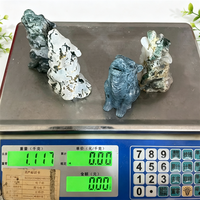 Figurine de loup hurlant en agate mousse naturelle, sculptée à la main, sculpture de loup en cristal, pierre de guérison, statue animale, décoration d'intérieur, cadeau artisanal
