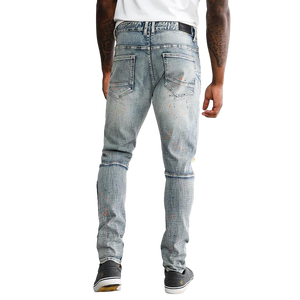 <span class=keywords><strong>Jeans</strong></span> da Uomo Personalizzati di Design, con Effetto Smerigliato a Mano, Ricami e Patch, Vestibilità Dritta <span class=keywords><strong>Super</strong></span> Elasticizzata, Lavaggio Stonewashed e Stampa - Product Image 4
