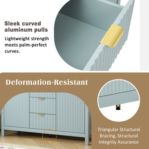 Modern <b>Kitchen</b> <b>Sideboard</b> with Wave Design-3 Adjustable Shelves 3 Drawers & Soft-Close Doors Storage Console Table - Product Image 5