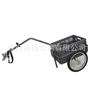 Remolque de Carga para Bicicleta, Cesta de Plástico, Marco de Acero, Ruedas Neumáticas de 16 Pulgadas, Carga Máxima de 100 Kg, Carro Utilitario de Una Sola Capa - Product Image 5