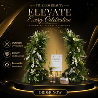 Arche de mariage artificielle blanche et verte, ensemble d'arrangements floraux en soie, panneau de bienvenue en verdure pour cérémonie et réception