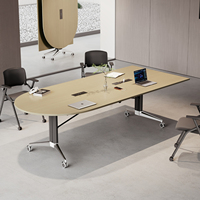 Table de conférence moderne en bois massif avec pieds en acier inoxydable - Multifonctionnelle, 10 places, pour la maison, le bureau, l'hôtel, la salle à manger, l'atelier