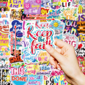 50 pegatinas motivacionales con <span class=keywords><strong>frases</strong></span> en inglés, troqueladas, de vinilo PP impermeable, para equipaje y diario. - Product Image 1