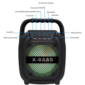 Sistema de altavoces de DJ de baile cuadrado con mango portátil, caja de sonido Subwoofer, altavoz de fiesta al aire libre de 6,5 pulgadas con luz LED - Product Image 2