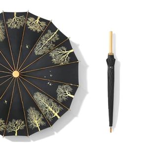 Chinese Hot Selling Classical Long Handle Auto Open Solid Wooden Straight <b>Umbrella</b> for Gifts - Product Image 4