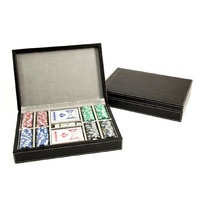 Jeu de jetons de Poker Texas fait à la main avec étui en cuir pour cartes