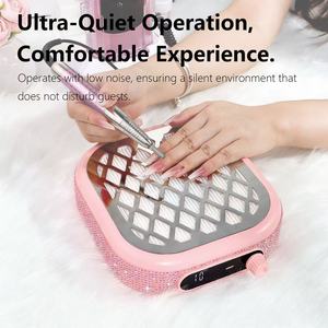Luxury Rhinestone Nail Dust Collector 30W Turbo Suction Rechargeable Manicure Fan 6000RPM Pink Bling Vacuum Cleaner Salon Equipm - Product Image 3