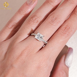 Wholesale 2CT VVS Princess Cut Moissanite Gold Plated Invisible Setting GRA Certified 925 Sterling Silver Rings - Product Image 5