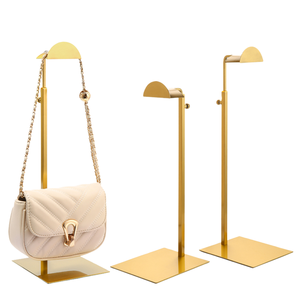 Rak <span class=keywords><strong>Display</strong></span> Tas Tangan Anti Karat dari Baja Tahan Karat yang Dapat Disesuaikan, Rak Tas Mewah dengan Poles untuk Toko Pakaian, Rak Tas Ritel - Product Image 1
