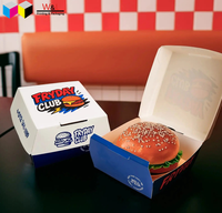 Caja de Embalaje para Hamburguesas Tipo Concha, Material Desechable de Grado Alimenticio, Logotipo Personalizado, Dimensiones Personalizadas