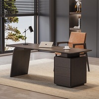 Bureau de direction moderne pour le bureau à domicile, avec tiroirs, charge sans fil, finition en bois laqué, design minimaliste