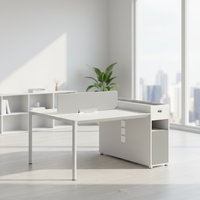 Bureau de travail blanc au design moderne, table d'ordinateur pour 2 à 6 personnes, poste de travail avec armoire