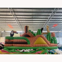 Grand toboggan gonflable commercial extérieur en PVC à double glissière, château gonflable, aire de jeux pour enfants, toboggan sec gonflable sur le thème des animaux