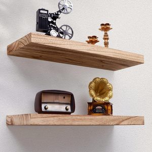 Estante de almacenamiento flotante de partición <span class=keywords><strong>suspendida</strong></span> montado en la pared de madera baño sala de estar nueva categoría de producto estantes de exhibición de pared - Product Image 2