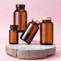 Bouteille de capsule en verre brun de 150ml pour produits de soins de santé Bouteille vide de forme plate étanche à la lumière avec bouchon à vis
