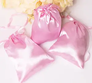 Customized Jewelry Pocket Luxury Soft Silk Satin Drawstring Gift Bags Storage Marriage Gift Bags