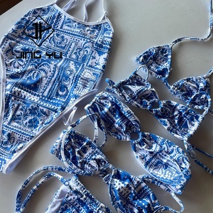 Traje de Baño de Mujer con Diseño de Fábrica, Estampado Texturizado, OEM, Traje de Baño de Poliéster Ecológico - Product Image 1