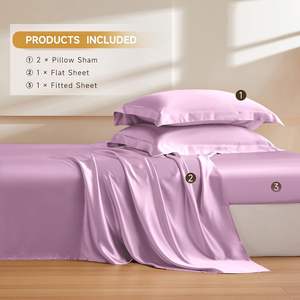 Vente en gros chinois pur 19 mûrier 19 Momme ensemble de draps en soie avec taies d'oreiller de luxe 100% housse de <span class=keywords><strong>couette</strong></span> en soie ensemble de draps en soie - Product Image 6