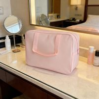 Sac de toilette en PVC écologique transparent couleur pure avec grande fermeture éclair, poignée souple, durable et résistant à l'eau pour le voyage et le maquillage