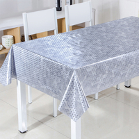 Nappe en PVC à motif maille argentée RNPT avec support en tissu, nettoyage facile, rectangulaire, pour table à manger