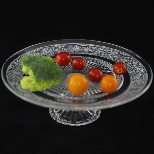 Glass Plate Dish With Foot Tableware For Fruit