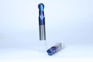 <b>Machining</b> Services Blue Nano Coated Stainless Steel Ball End Milling Cutter HRC65-72 Hardness 2 Blades 45 Spiral Angle for - Product Image 6