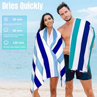Serviette de plage en microfibre 100% polyester écologique - Anti-bactérienne, séchage rapide, impression personnalisée pour la plage, la piscine, le bain, le surf