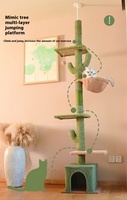 Arbre à chat d'intérieur écologique de luxe en bois, tour à chat réglable en hauteur, avec condo pour chat et poteau à gratter en sisal, grand modèle du sol au plafond