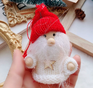 Cảm thấy ĐAN SỢI giáng sinh thủ công treo Santa búp bê, Giáng sinh bằng gỗ đầu Santa búp bê, giáng sinh Santa trang trí búp bê - Product Image 1