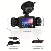 Caméra de tableau de bord de voiture à quatre canaux avant arrière gauche droite 2,4 pouces Vision nocturne Caméra de tableau de bord 1080P Dashcam 4 objectifs Enregistreur de conduite Caméscope