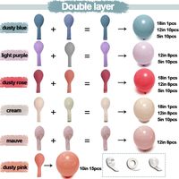 Kit d'arche de ballons en latex pastel doublement garnis Rose poudré, Bleu, Crème, Violet, Fleurs sauvages pour Révélation du sexe et Baby Shower Factory