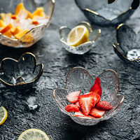 Glazen schaal in bloemvorm, ecologisch, Japandi-stijl, decoratieve fruitschaal/dessertschaal voor thuis, bruiloft, tafeldecoratie
