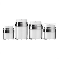 Flacon de crème sous vide en acrylique or et argent 15 ml avec bouchon à vis et pompe, pour crème contour des yeux, crème visage, lotion, sérum de soin, revêtement UV, étiquette HYX
