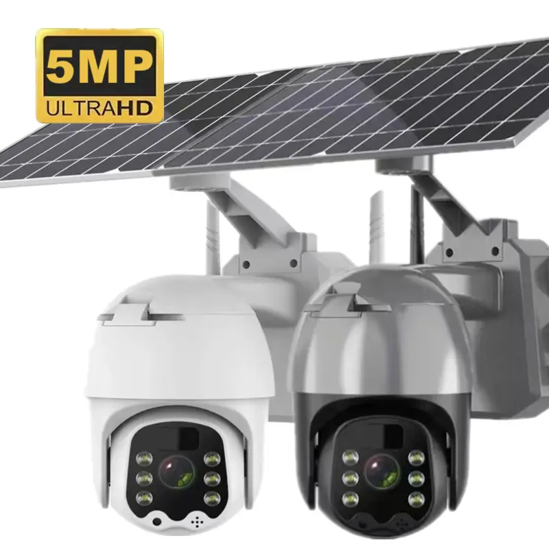 Caméra PIR HD 5MP sans fil WiFi 4G alimentée par batterie solaire Protection de sécurité extérieure Surveillance CCTV PTZ Smart Home