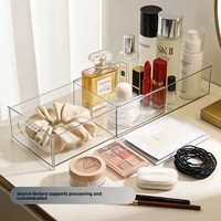 Meuble de rangement de bureau télescopique en plastique transparent OEM, design moderne et minimaliste, grande capacité, pour coiffeuse