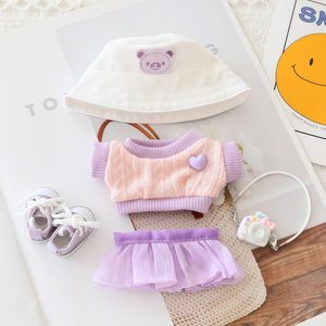 Ensemble de tenues élégantes Kawaii violet pour poupées de 15cm et 17cm Vêtements et accessoires de 5 pièces, y compris un chapeau de poupée, y compris une robe - Product Image 1