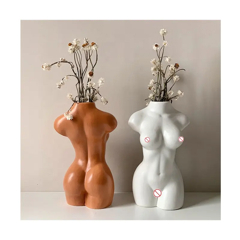 Vase de fleurs séchées en céramique pour femmes, dispositif créatif abstrait, pot de fleurs art amusant, décoration de maison minimaliste