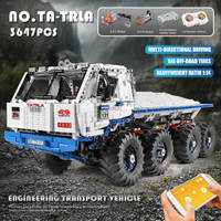 Mould King 13144 Camion à plateau plat tout-terrain RC 8x8, blocs de construction, télécommande APP 2.4G, modèle de transport pour hobby