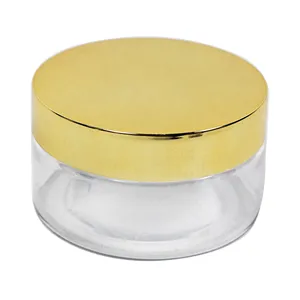 Vente directe en usine 100 120 150 200 250 300 350 400 450 500g pot transparent PET avec couvercle doré pour baume nettoyant pour gommage de la peau